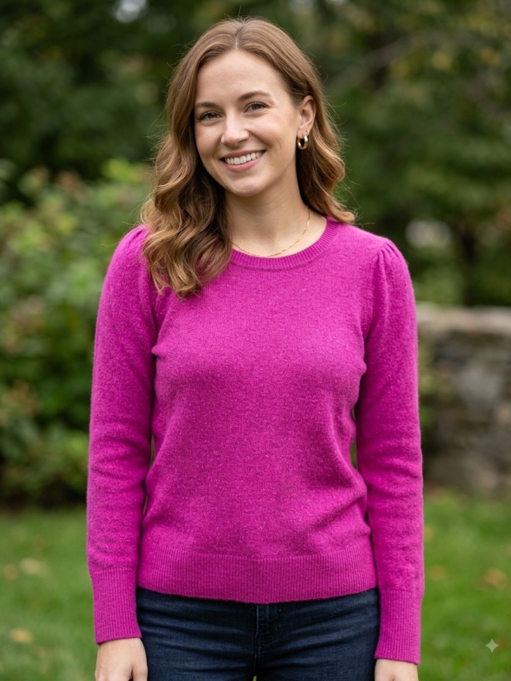 LOFT Textured Crewneck Sweater in Ultra Pink